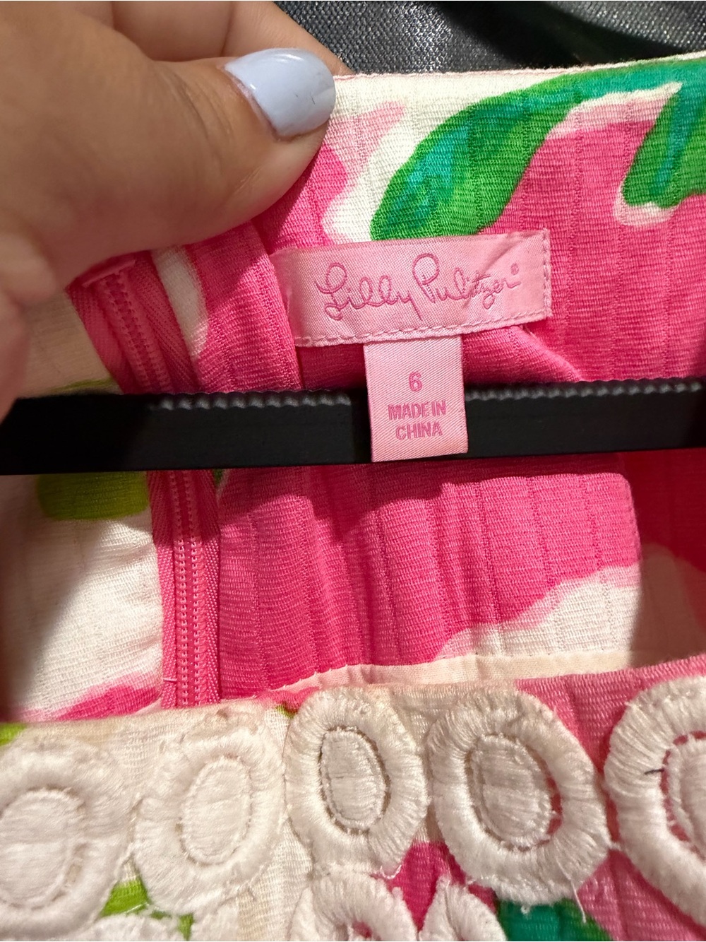 Lilly Pulitzer Pink and Green Floral Eyelet Dress - Picture 4 of 5